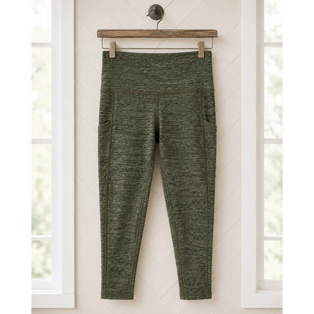 OFFLINE by Aerie High Rise Leggings Green Side Pocket Activewear NWOT Sz‎ L